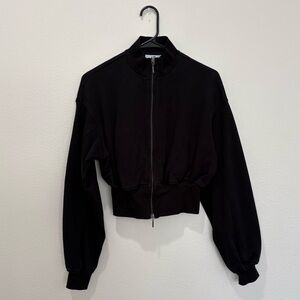 LIT Activewear Zip Front Bomber Jacket in Black Size Small